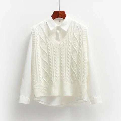Pull sans manches torsadé | Parfait pour la mi-saison