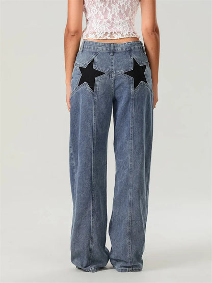 Jean Large Femme | Détail Étoile au Dos