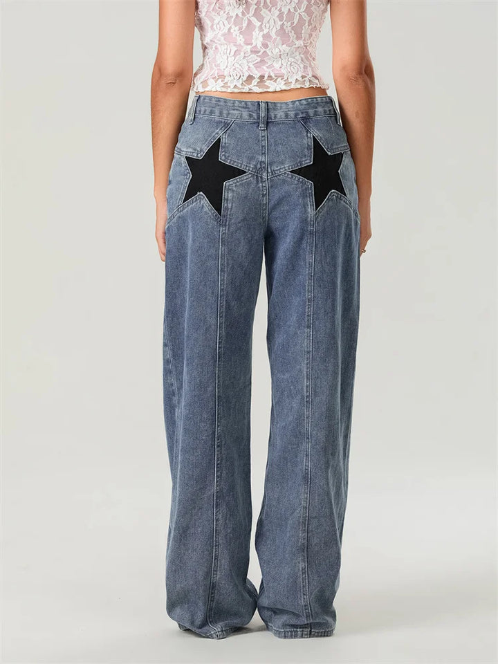 Jean Large Femme | Détail Étoile au Dos