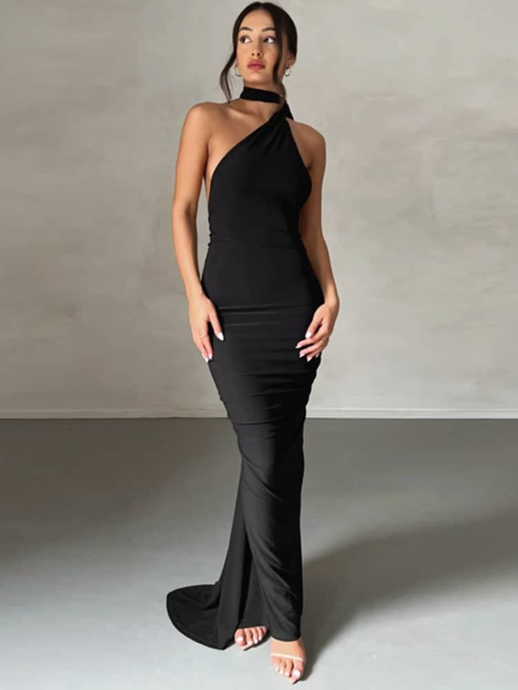 Robe longue asymétrique | Élégance soirée