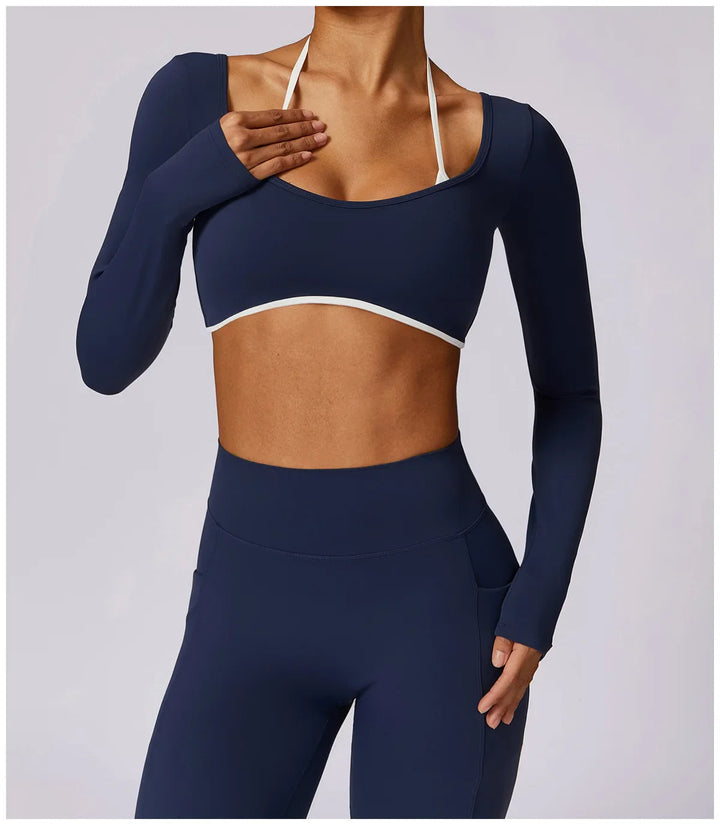Ensemble yoga deux pièces manches longues | Maintien chic pour l'entraînement