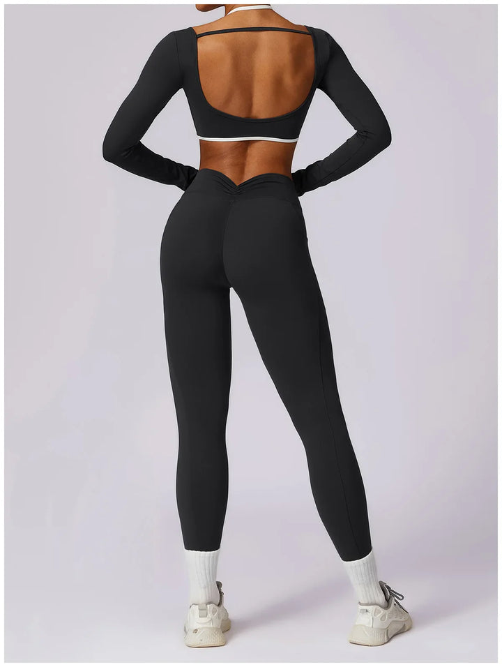 Ensemble yoga deux pièces manches longues | Maintien chic pour l'entraînement