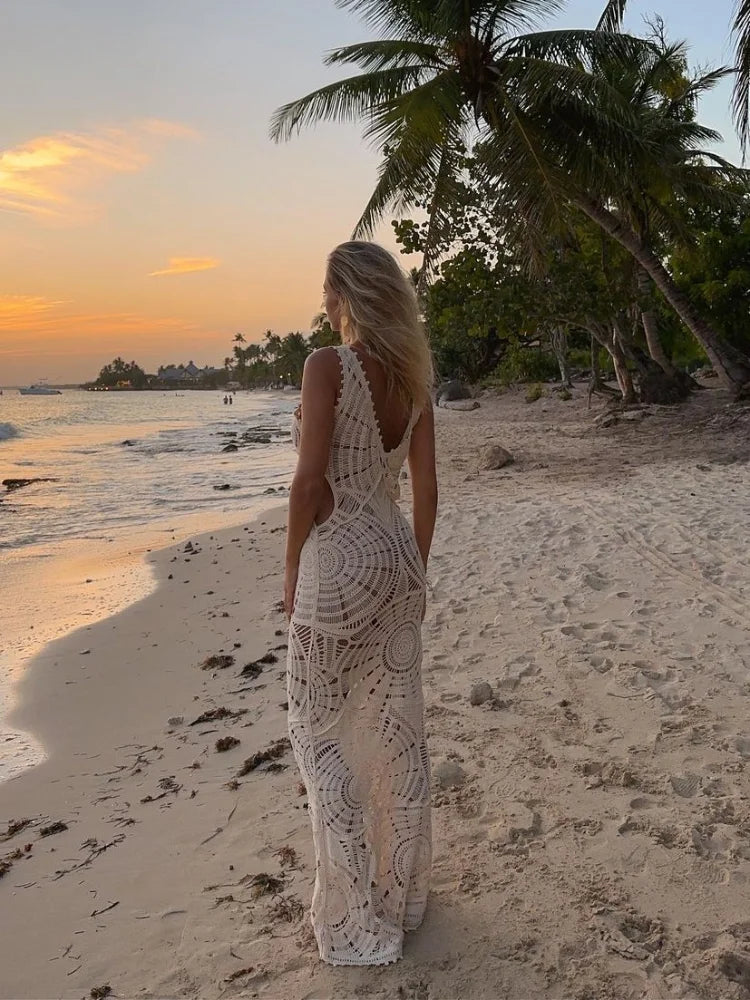 Robe longue crochetée | Élégance bohème chic