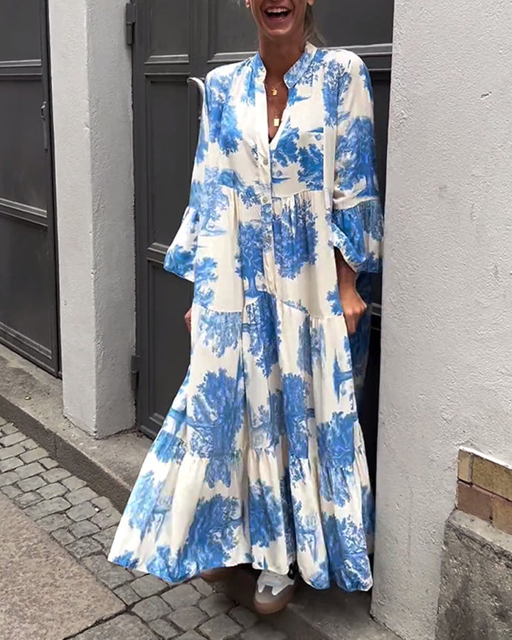 Robe longue fluide imprimée | Parfaite pour le printemps et l'été