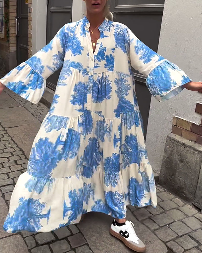Robe longue fluide imprimée | Parfaite pour le printemps et l'été