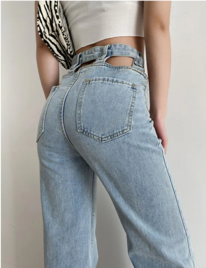Jean taille haute tendance | Coupe originale découpée