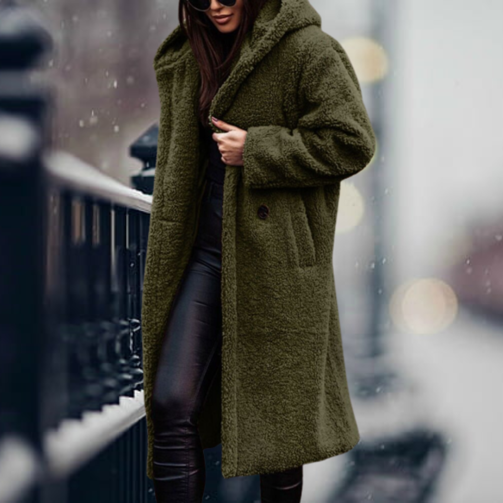 Manteau teddy à capuche long | Cocoon urbain