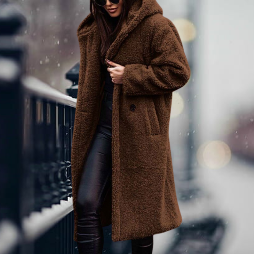 Manteau teddy à capuche long | Cocoon urbain