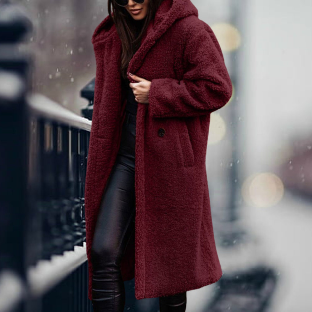 Manteau teddy à capuche long | Cocoon urbain