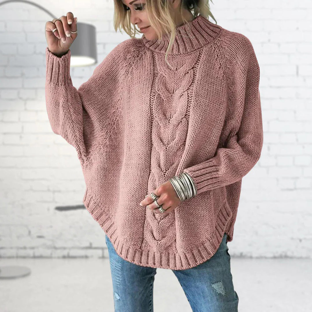 Pull torsadé col montant | Chaleur décontractée