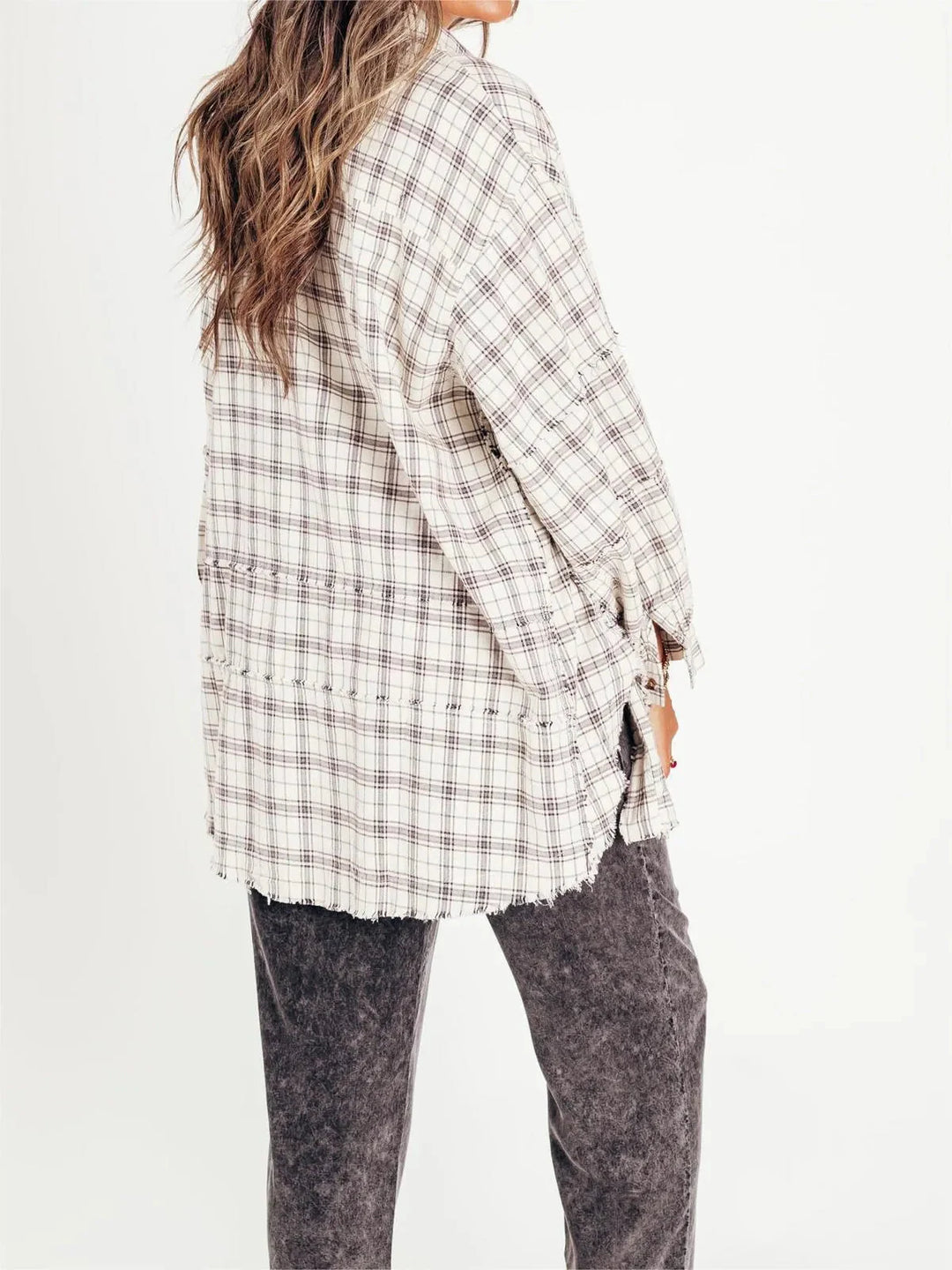 Chemise à carreaux longue | Look décontracté tendance