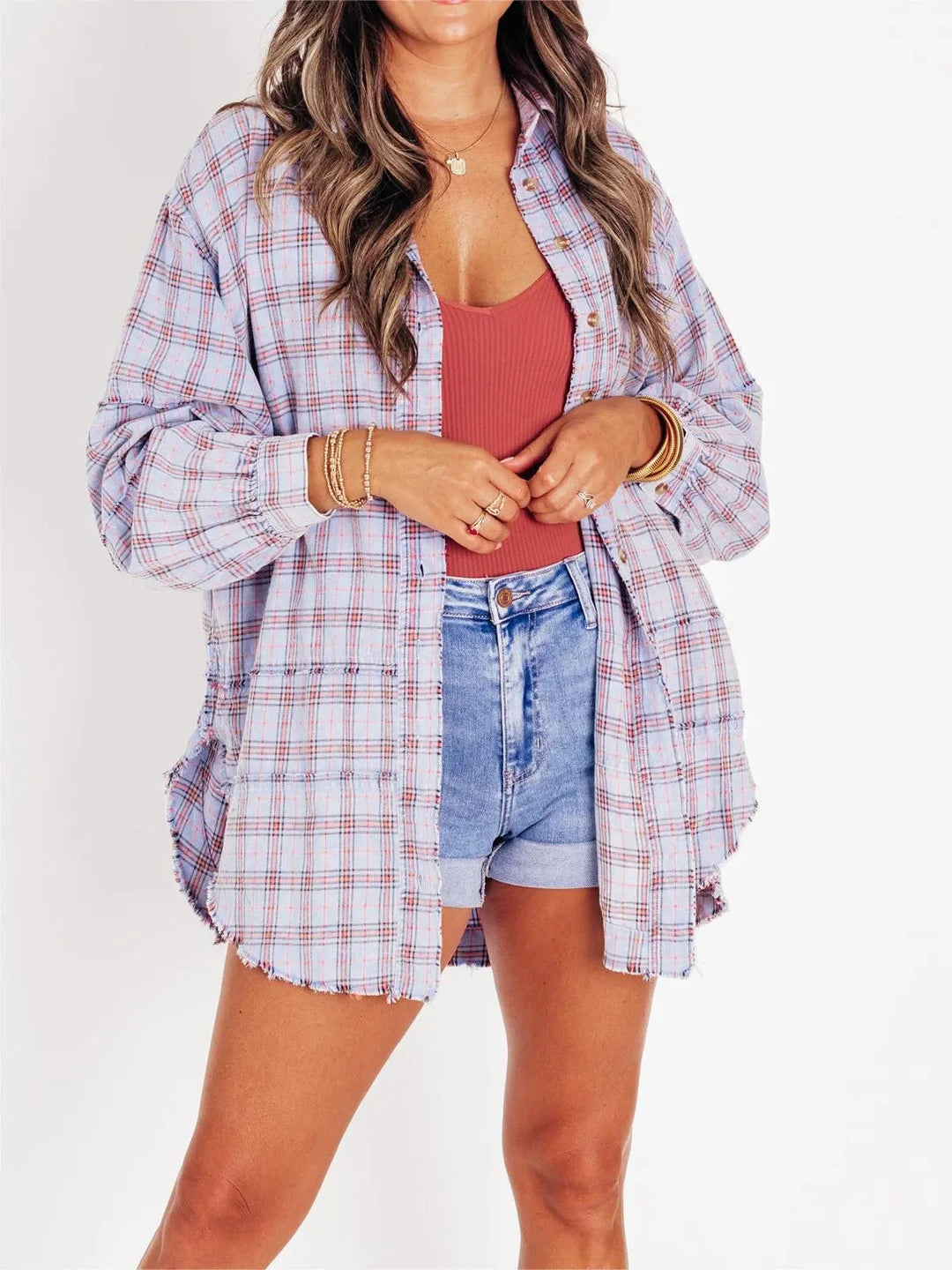 Chemise à carreaux longue | Look décontracté tendance
