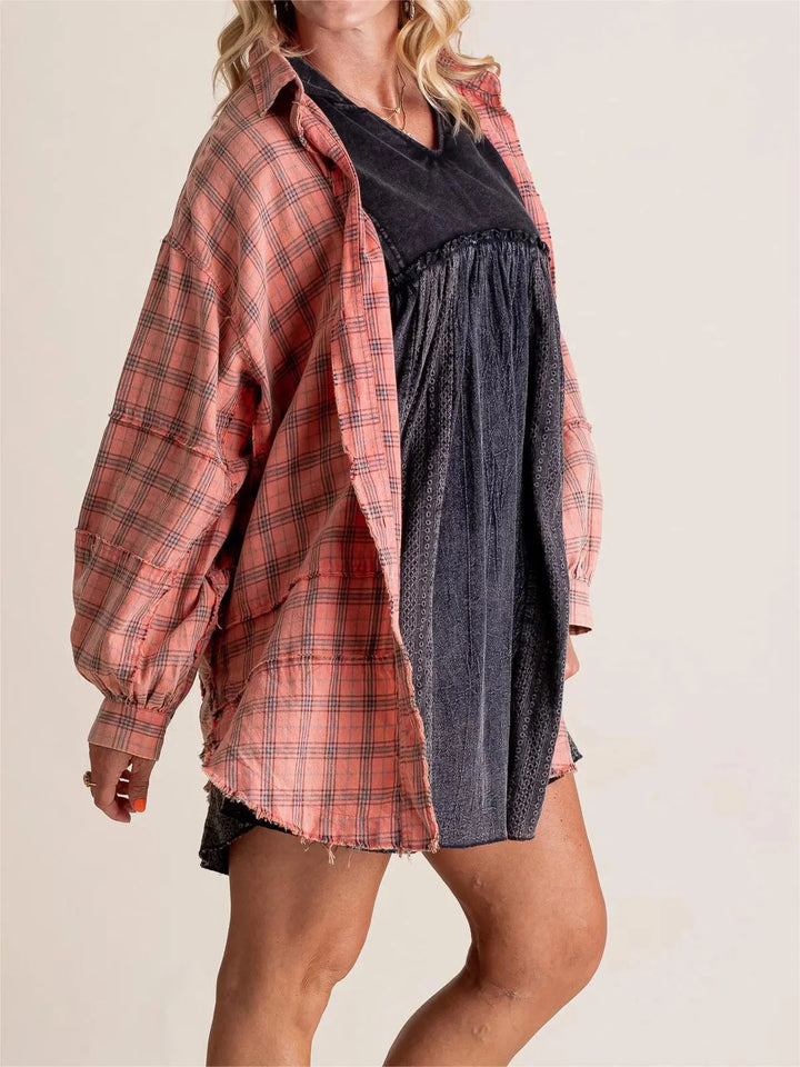 Chemise à carreaux longue | Look décontracté tendance