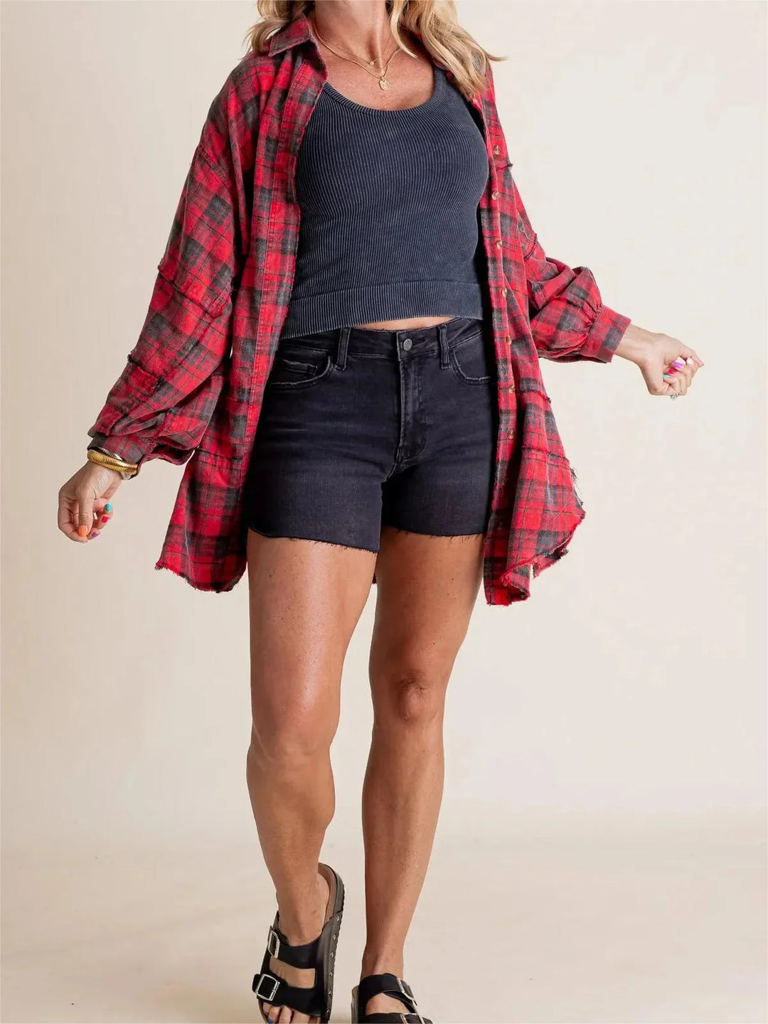 Chemise à carreaux longue | Look décontracté tendance