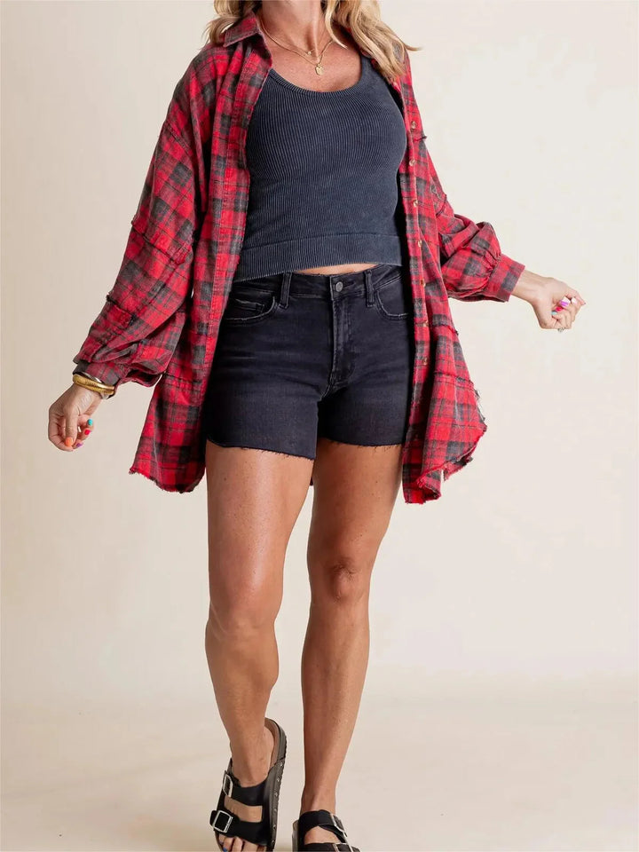 Chemise à carreaux longue | Look décontracté tendance