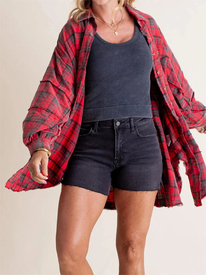 Chemise à carreaux longue | Look décontracté tendance