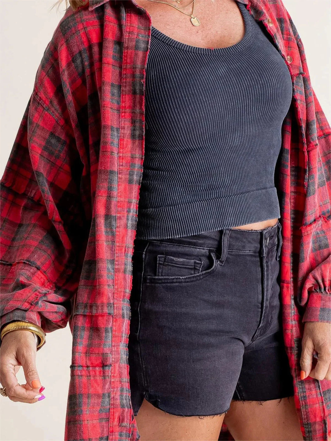 Chemise à carreaux longue | Look décontracté tendance