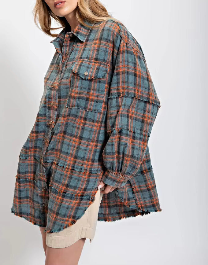 Chemise à carreaux longue | Look décontracté tendance