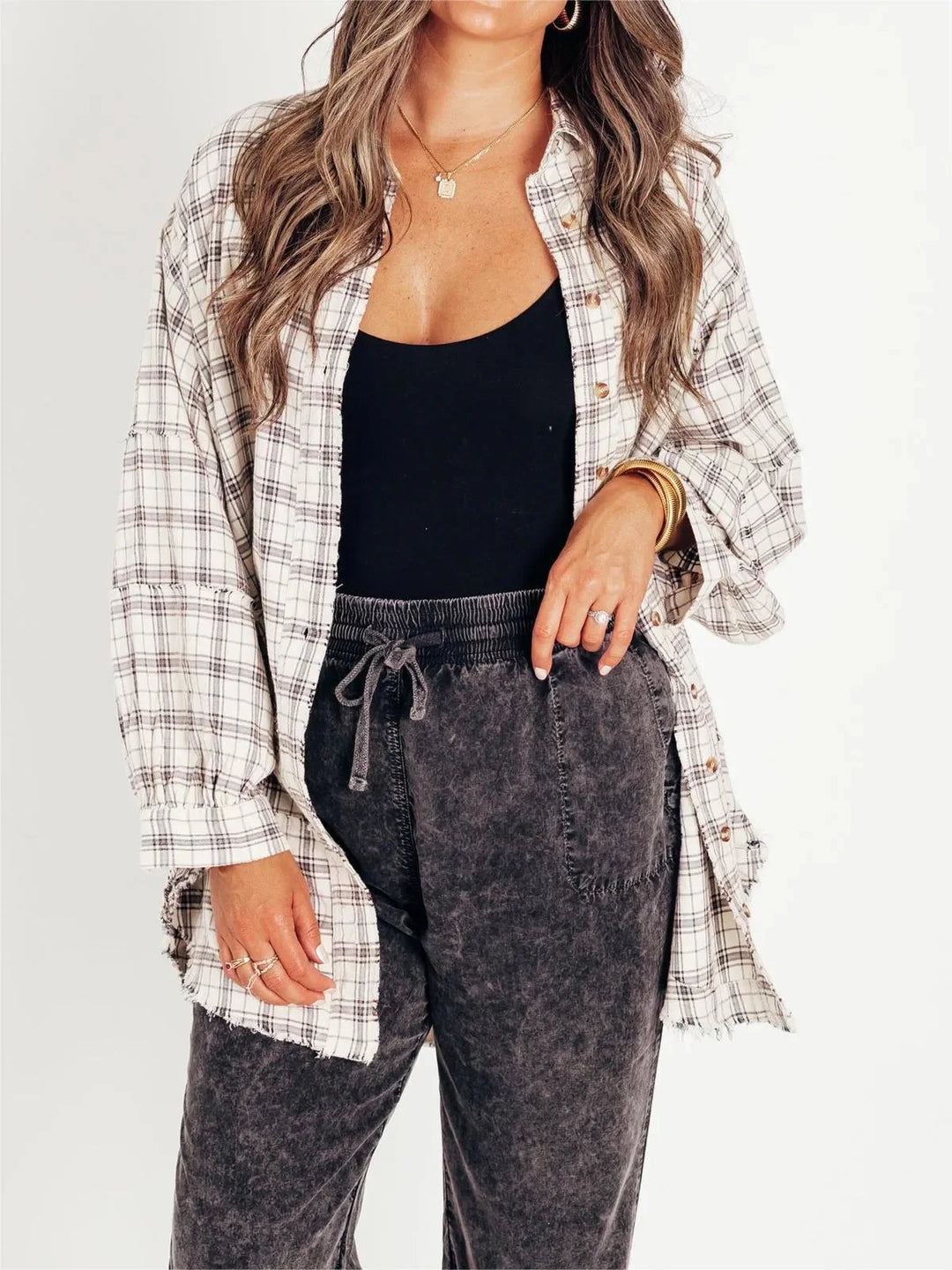Chemise à carreaux longue | Look décontracté tendance
