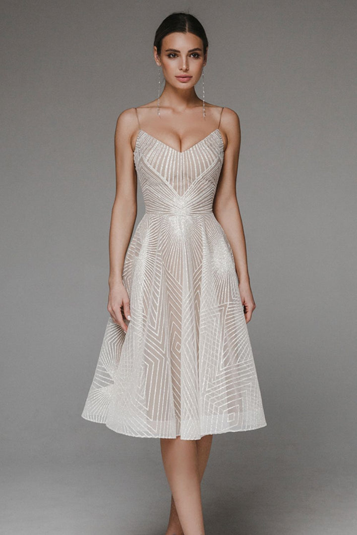 Robe de soirée mi-longue | Brillance raffinée pour les grandes occasions