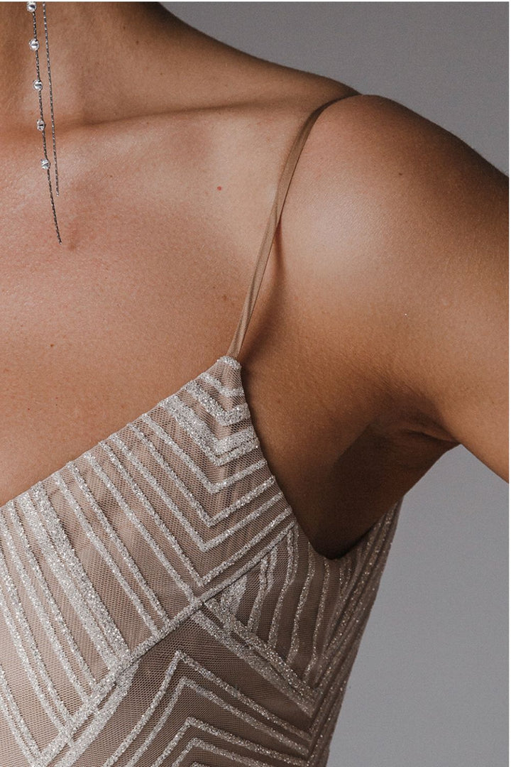 Robe de soirée mi-longue | Brillance raffinée pour les grandes occasions