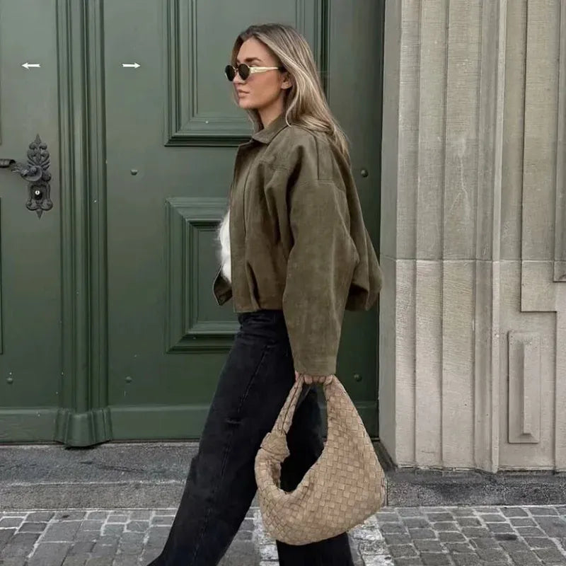 Veste bomber effet suédé | Style vintage et confort automnal