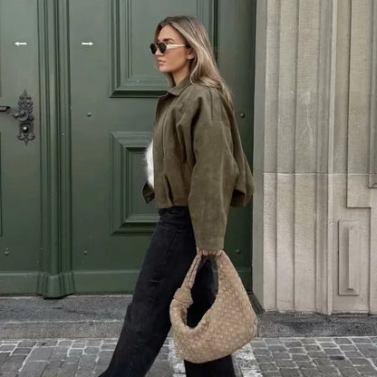 Veste bomber effet suédé | Style vintage et confort automnal