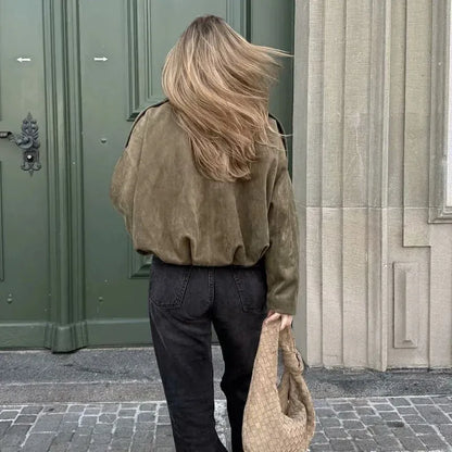 Veste bomber effet suédé | Style vintage et confort automnal