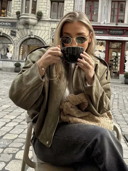 Veste bomber effet suédé | Style vintage et confort automnal