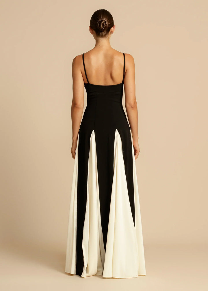 Robe longue élégante | Contraste chic noir et blanc