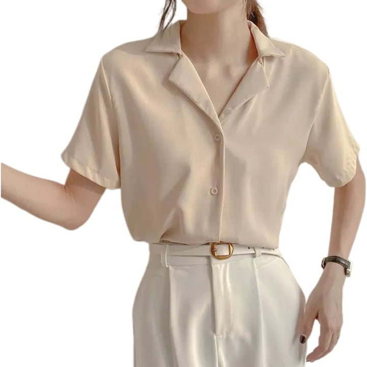 Chemise col V rétro chic | Élégance décontractée au quotidien