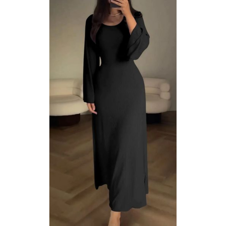 Robe longue femme | Élégance intemporelle avec manches longues et coupe fluide