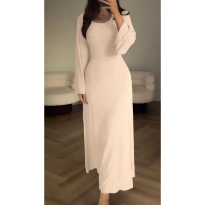 Robe longue femme | Élégance intemporelle avec manches longues et coupe fluide