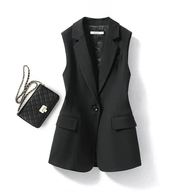 Blazer sans manches femme | Élégance avec col à revers