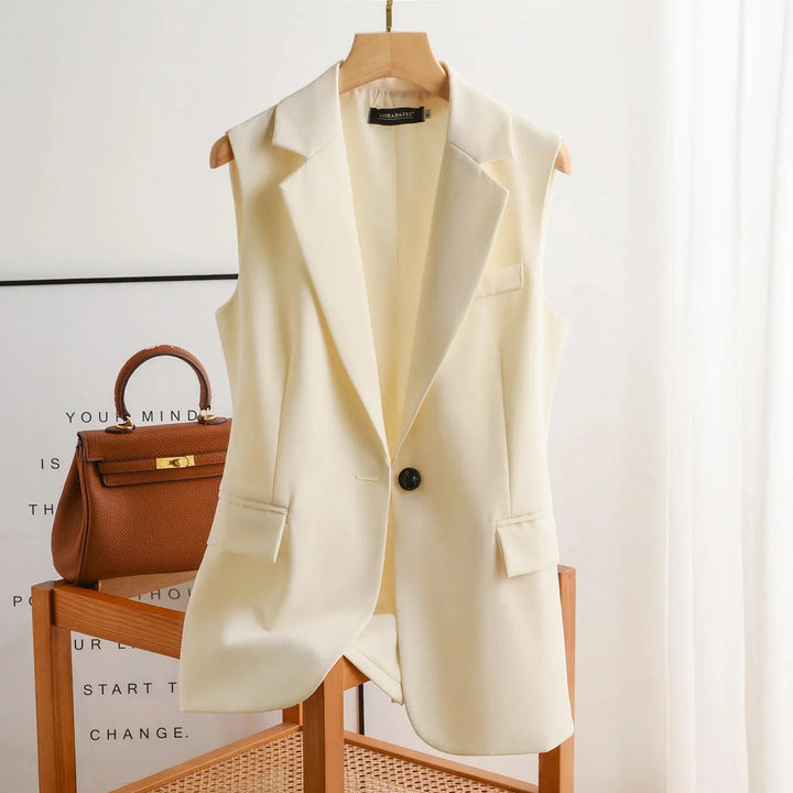 Blazer sans manches femme | Élégance avec col à revers