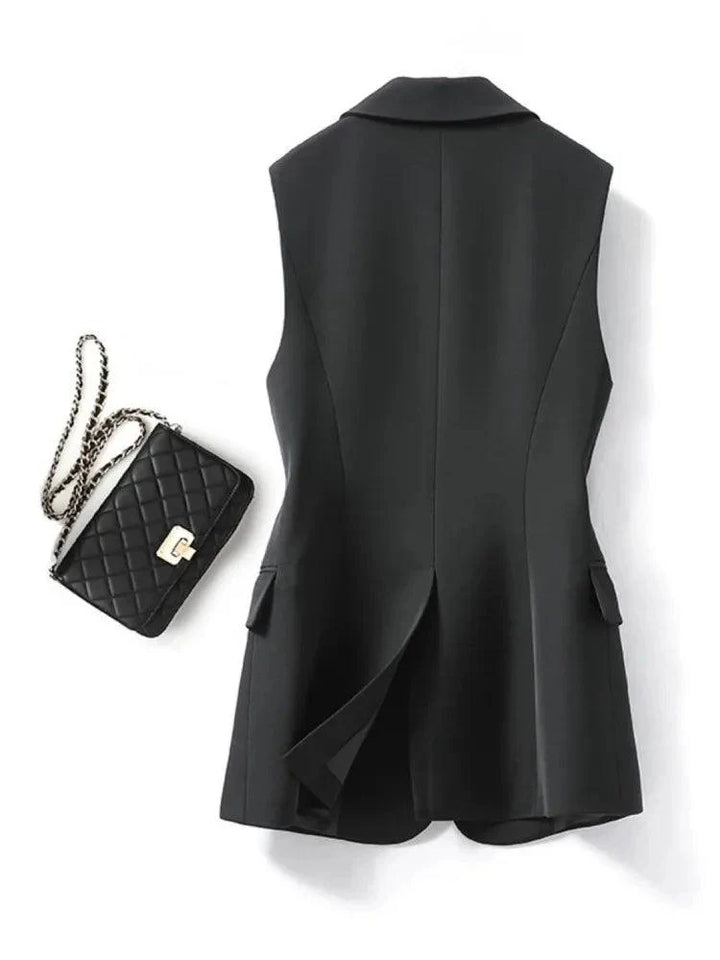Blazer sans manches femme | Élégance avec col à revers