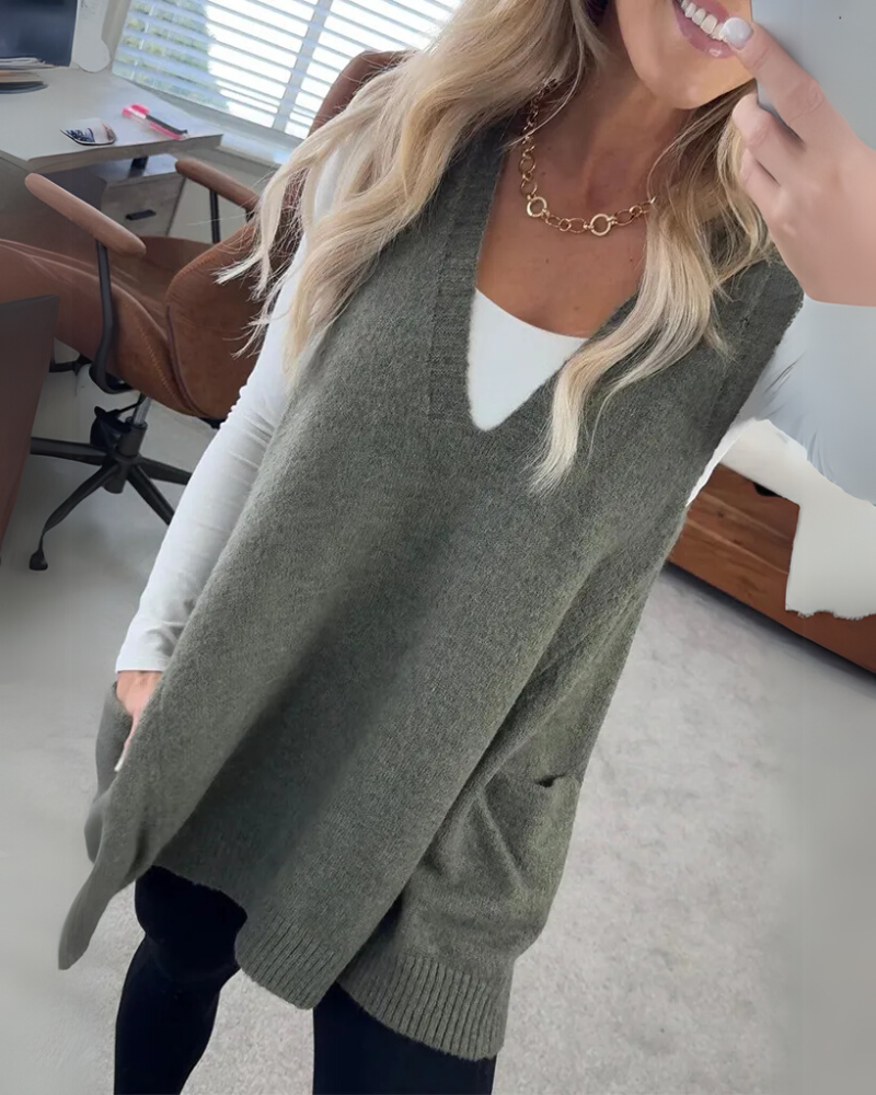 Gilet sans manches en maille | Superposition confortable au quotidien