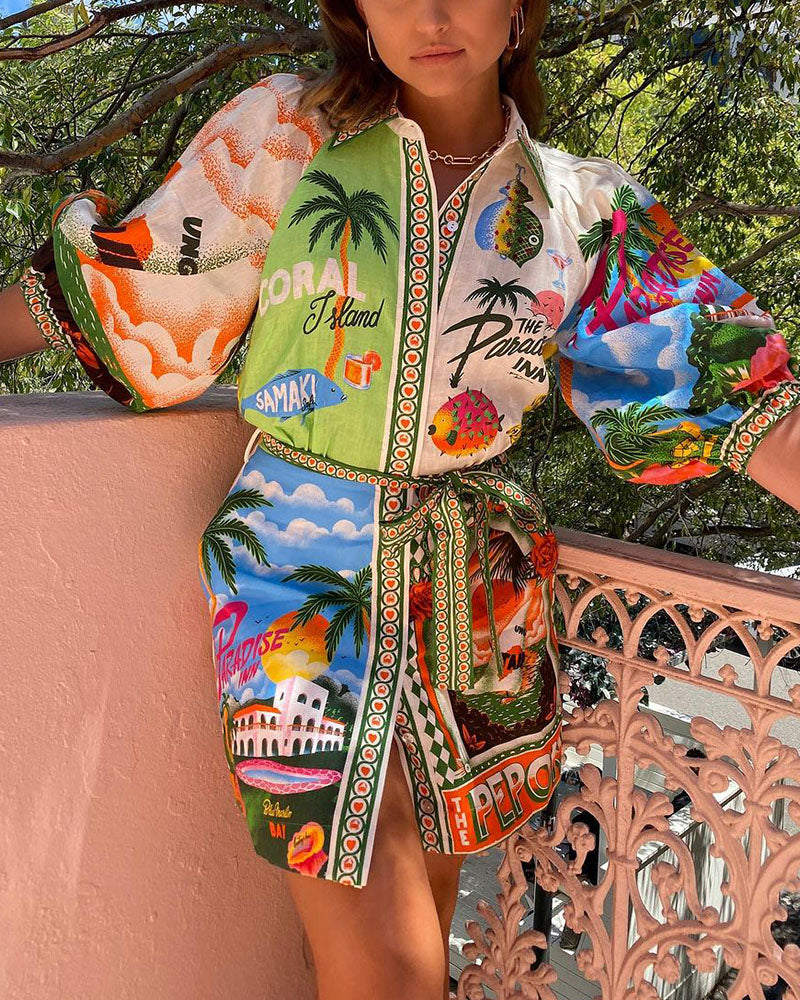 Robe courte imprimée femme | Style coloré parfait pour l’été