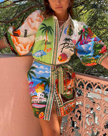 Robe courte imprimée femme | Style coloré parfait pour l’été