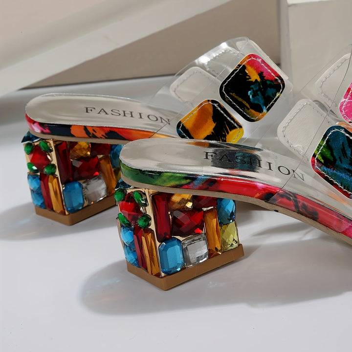 Sandales à talon carré | Style coloré estival