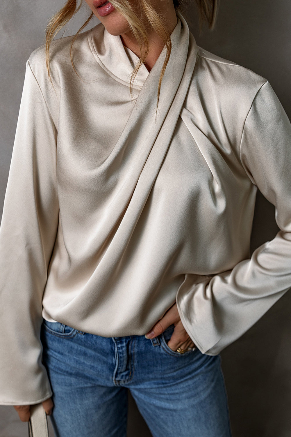 Haut élégant femme | Col drapé chic