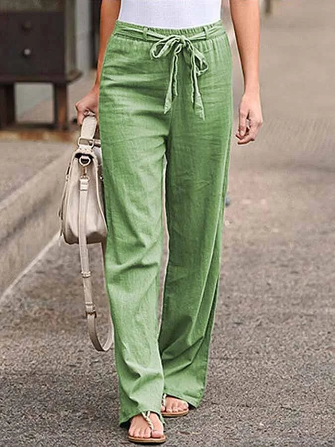 Jane - Pantalon en Lin de Style Décontracté