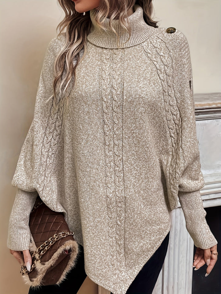 Poncho pull à col roulé | Élégance confortable