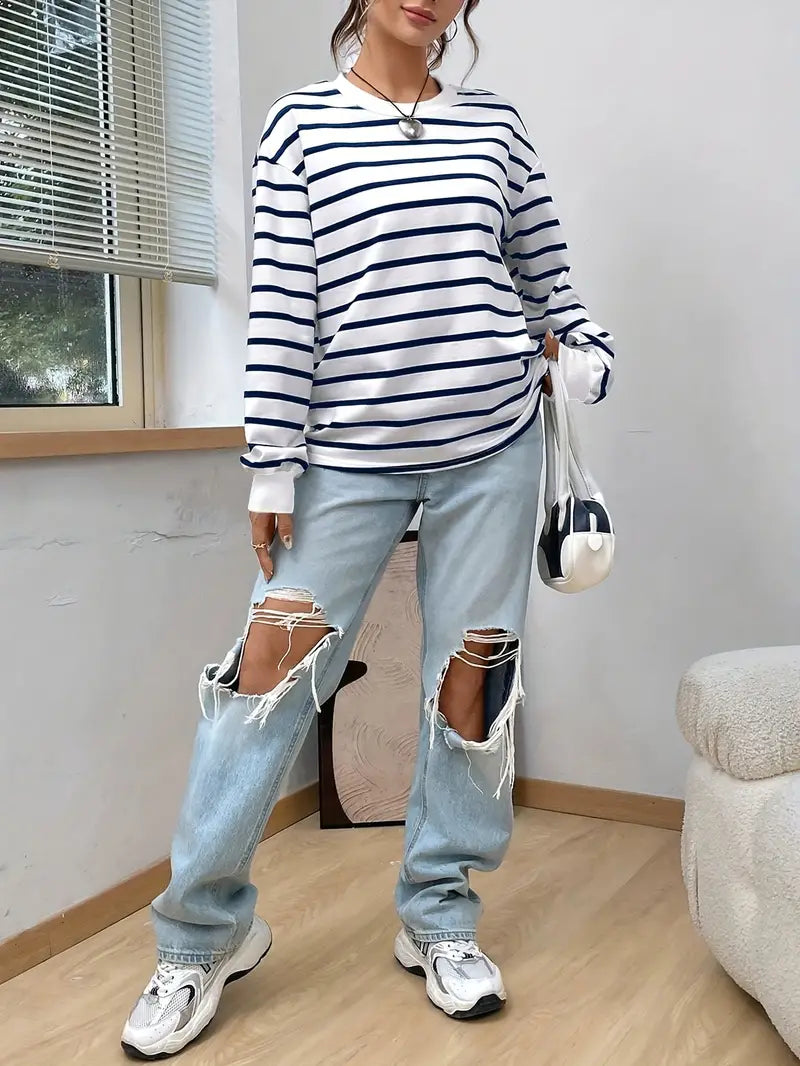 Sweatshirt rayé casual | Idéal pour un look décontracté