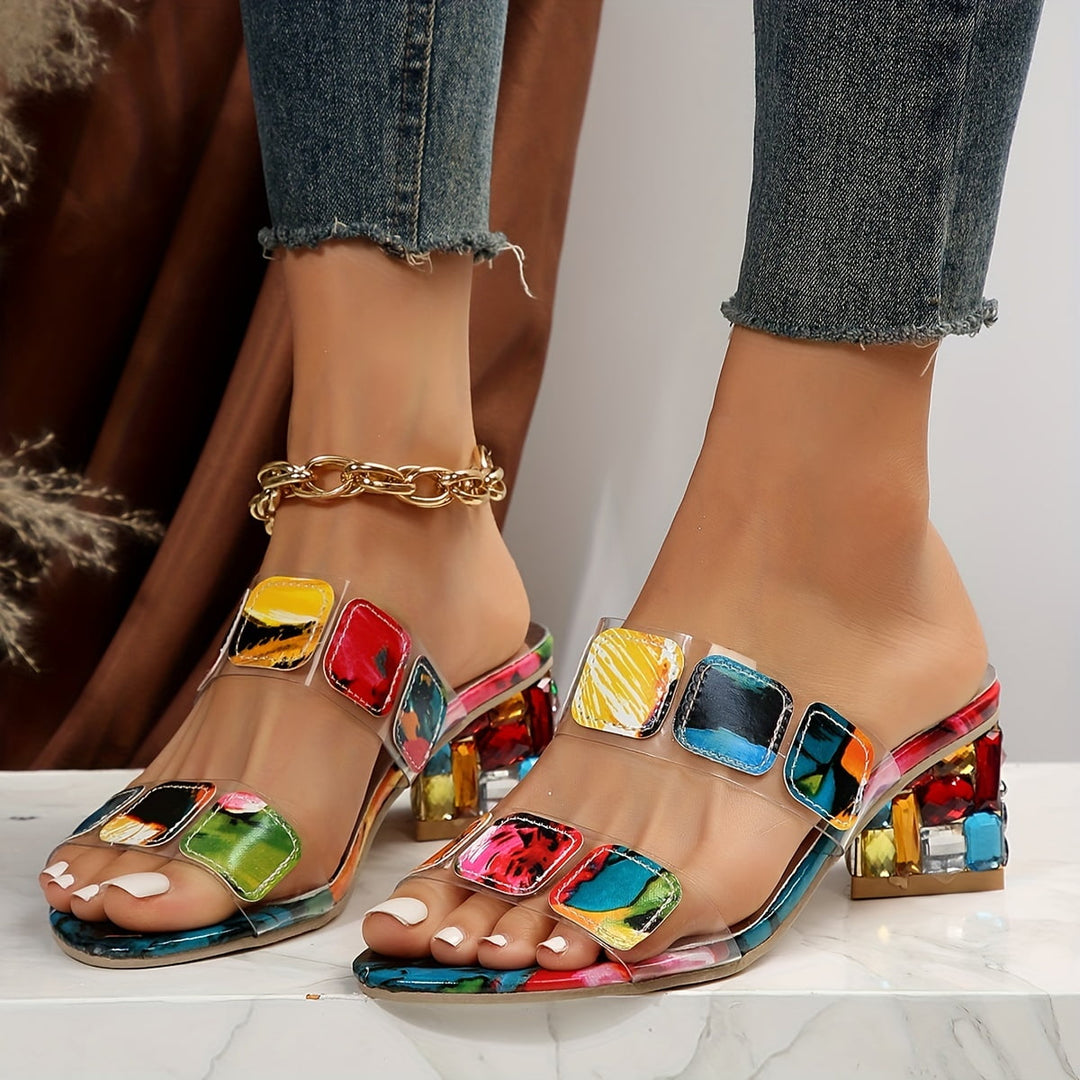 Sandales à talon carré | Style coloré estival