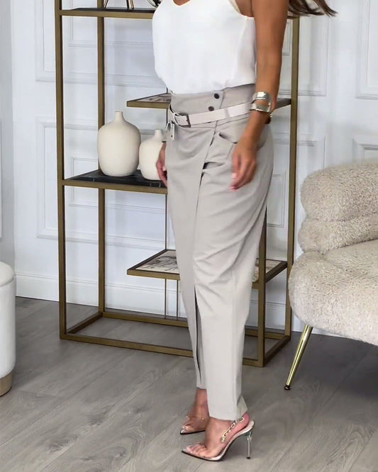 Pantalon habillé ceinturé | Silhouette structurée et touche chic