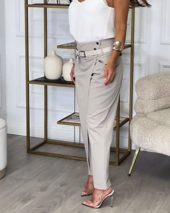 Pantalon habillé ceinturé | Silhouette structurée et touche chic
