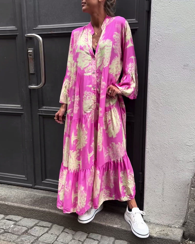 Robe longue fluide imprimée | Parfaite pour le printemps et l'été