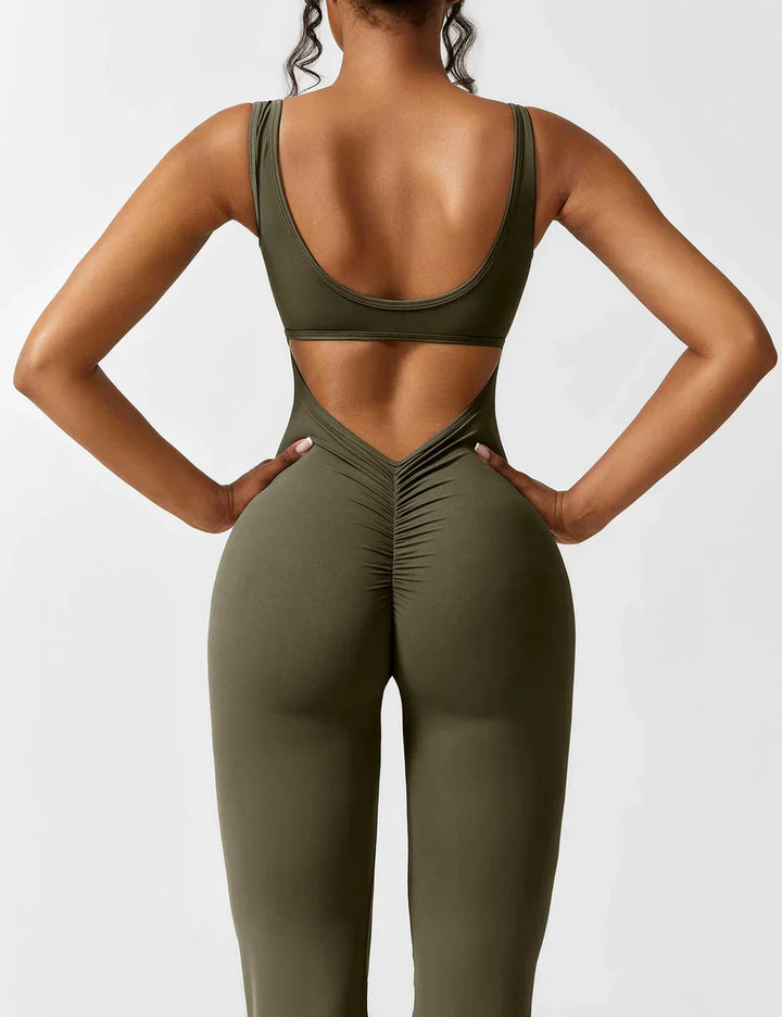 Combinaison sport dos ouvert évasée | Sculptant et élégance active