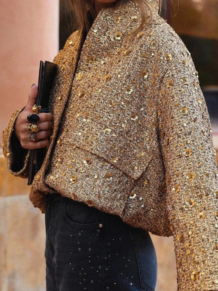 Veste bomber à sequins | Look chic et scintillant